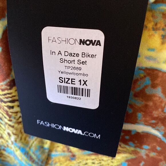 NWT Fashion Nova In a Daze Biker Short Set - Yellow - Size 1X - Picture 16 of 16